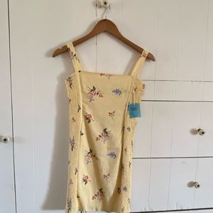 Butter yellow floral mini dress